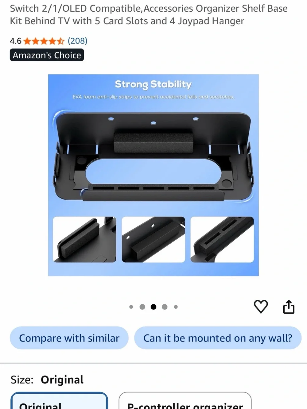 Switch 2/1 OLED Compatible Accessories Wall Mount w/5 card slots 4 joypad hanger